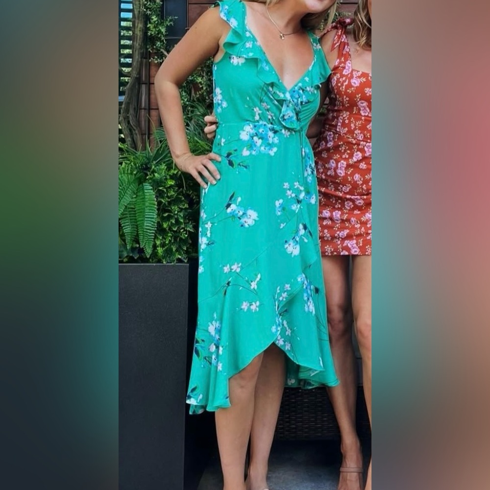 Floral Teal Sleeveless Dress